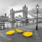 Yellow umbrellas, Tower bridge, London Art Print
