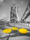 Yellow umbrellas, Tower bridge, London Art Print