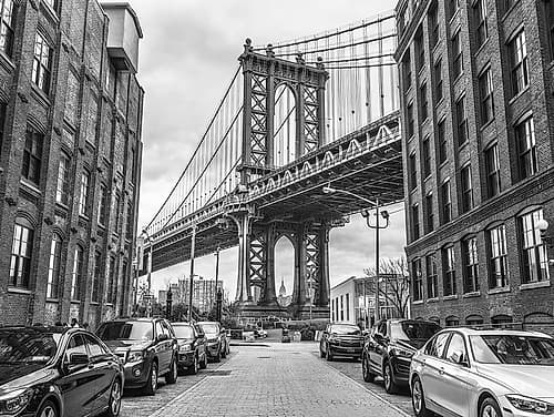 Manhattan bridge from a street-New York Photography Print