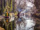 Canal with trees, Kintbury, UK Art Print