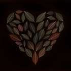 Skeleton leaves heart on black background Art Print