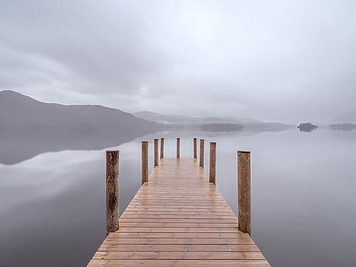Wooden pier on the lake Landscape Print