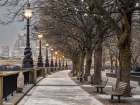 Row of street lamps, South Bank, London Art Print