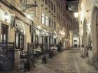Evening view of street cafe in Vienna, Austria Art Print