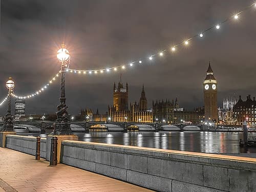 Thames promenade in evening Art Print