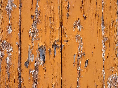 Old wooden door with orange paint Art Print