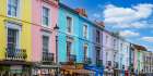 Multicoloured houses, Potrobello Road, Notting Hill, London Art Print