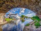 Restaurant along the canal, Southport, UK Art Print