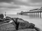 Pier on Southwold beach Art Print