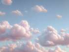 Blue sky with puffy clouds Art Print