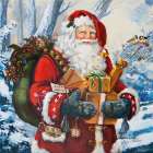 Woodland Home Santa Art Print