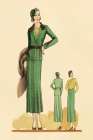 Sophisticated Green Suit with Stole