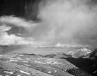 Mountain tops, low horizen, low hanging clouds, in Rocky Mountain National Park, Colorado, ca. 1941-