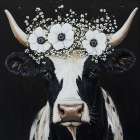 Anemone Floral Cow Art Print by Acorn And Ivory Designs