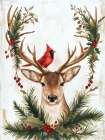 Festive Holiday Reindeer and Cardinal Art Print by Acorn And Ivory Designs