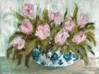 Pink Tulips in Chinoiserie Art Print