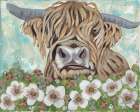 Floral Highland Cow Art Print