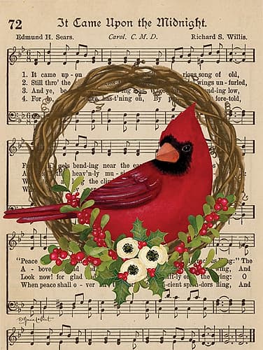 Cardinal Carols Wreath Art Print