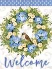 Welcome Sparrow Hydrangea Wreath Art Print
