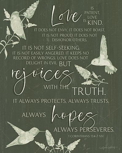 Love Is Patient Hummingbirds Art Print