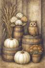 Owl and Pumpkins Art Print