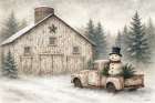 Snowman Delivery Art Print