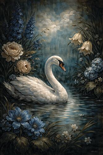 Swans Secret Garden Art Print