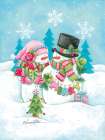 Happy Holidays Snow Couple Art Print
