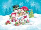 Happy Holidays Snow Family Art Print