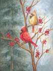 Cardinals in Berry Tree Art Print