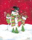 Snowman with Stockings Art Print