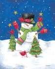 Snowman and Cardinals Art Print