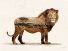 Landscape Lion Fusion Art Print