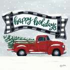 Happy Holidays Red Truck Art Print