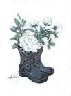 Rain Boot Peonies Art Print