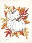 White Pumpkin Fall Foliage Still Life Print