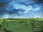 Distant Hillside Sheep by Night Art Print