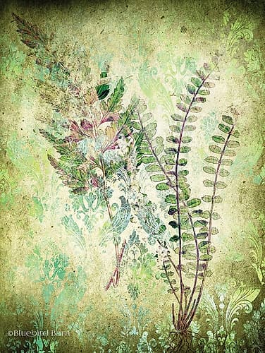 Organic Greenery in Damask I Art Print