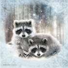 Enchanted Winter Raccoons Art Print