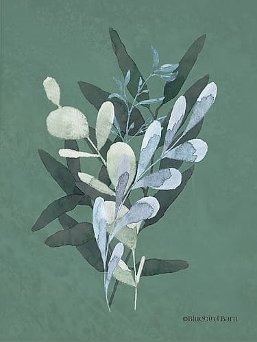 Watercolor Greenery Series Dark II Art Print