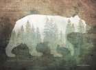Green Forest Bear Silhouette Art Print