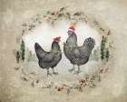 Christmas Chickens Art Print