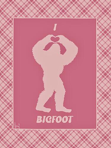 I Love Bigfoot - Pink Pop art reproduction