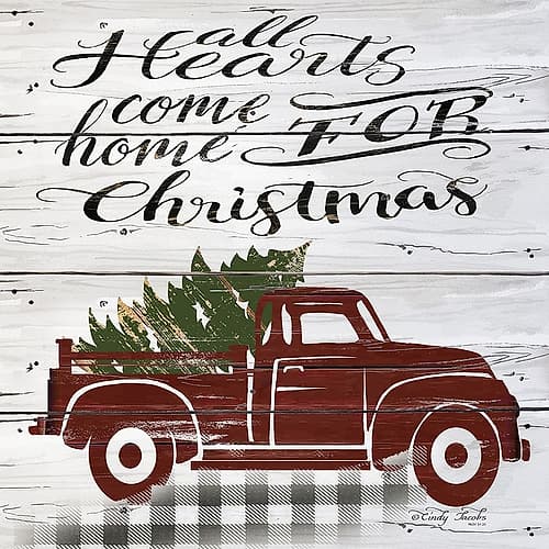 All Hearts Red Truck Art Print