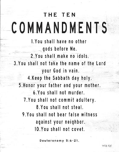 The Ten Commandments Word Art Print