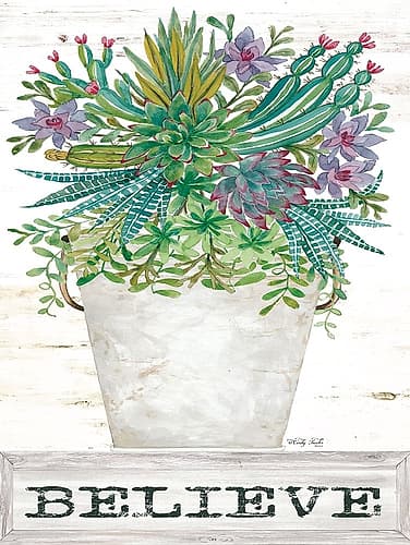Believe Succulents Art Print