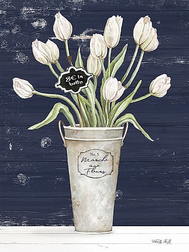 Tulips on Navy I Art Print