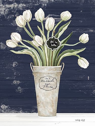 Tulips on Navy II Art Print