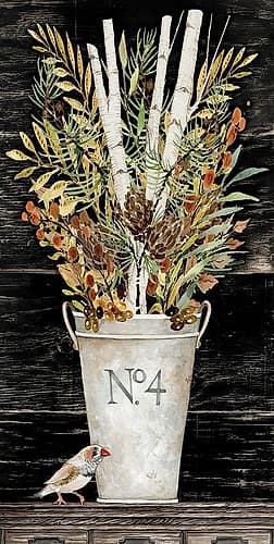 No. 4 Fall Flowers and Birch 1 Art Print