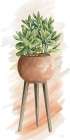 Plant Stand Pot of Flowers I Art Print